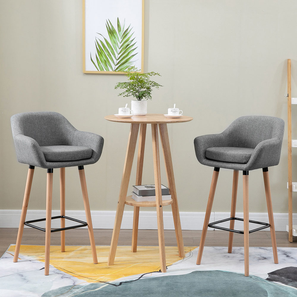 Portland Grey Upholstered Bar Stool Set of 2