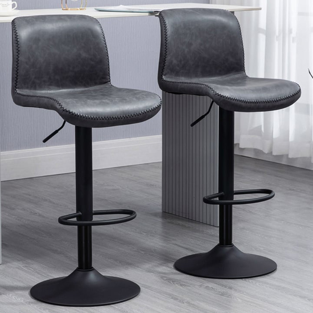 Portland Dark Grey Swivel Base Bar Stool Set of 2