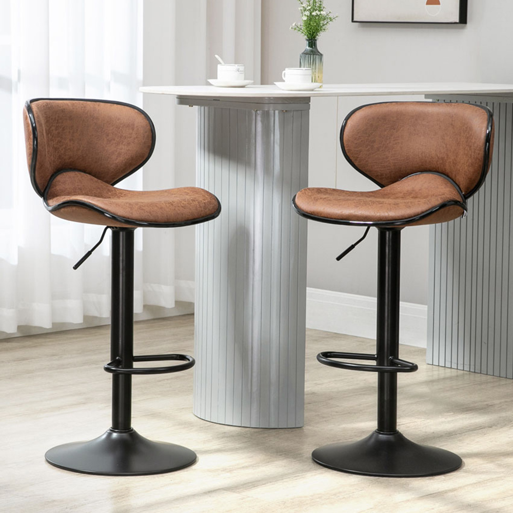 Portland Brown Microfiber Cloth Bar Stool Set of 2