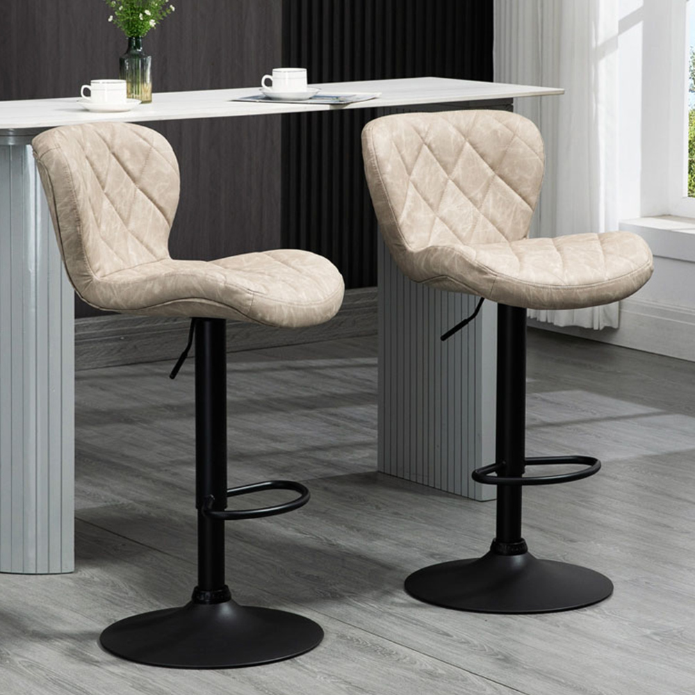 Portland Light Grey Height Adjustable Bar Stool Set of 2