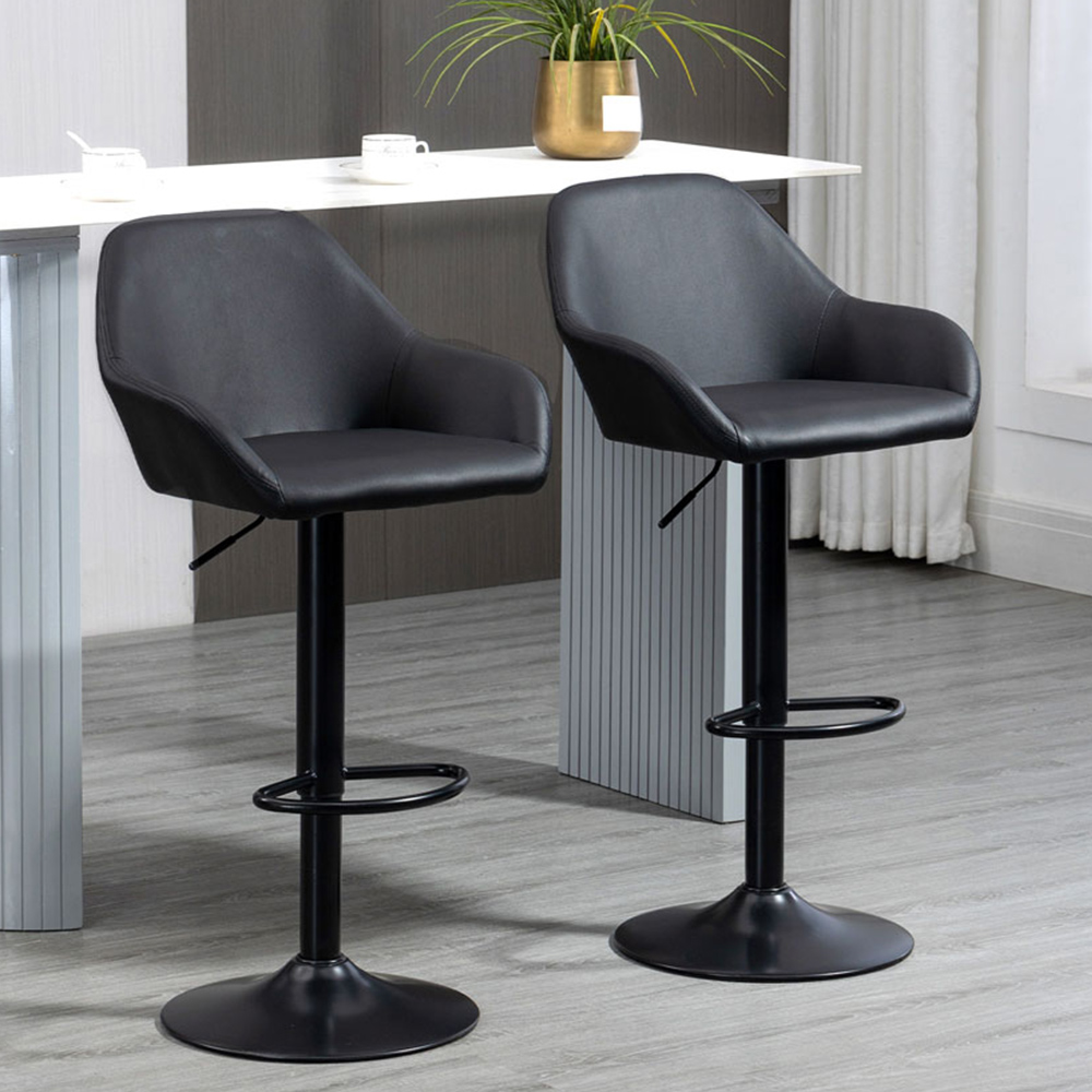 Portland Black Height Adjustable Swivel Bar Stool Set of 2