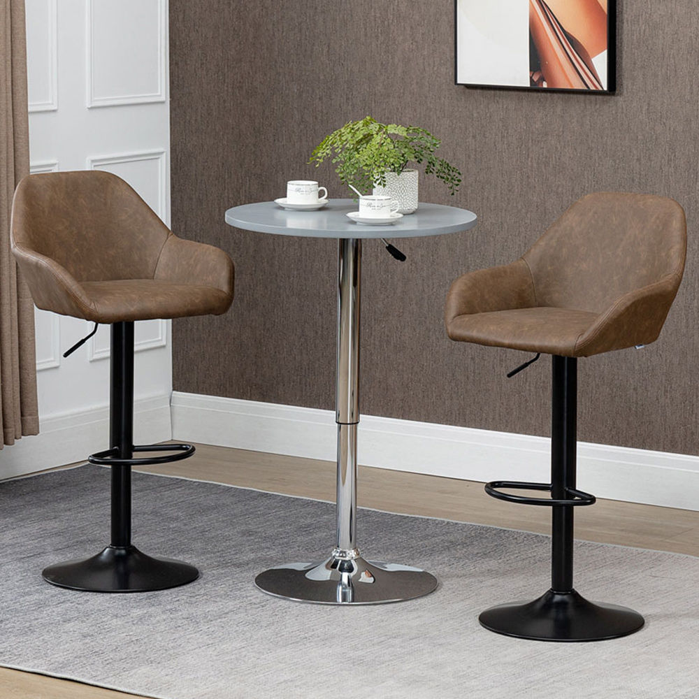 Portland Brown Height Adjustable Swivel Bar Stool Set of 2