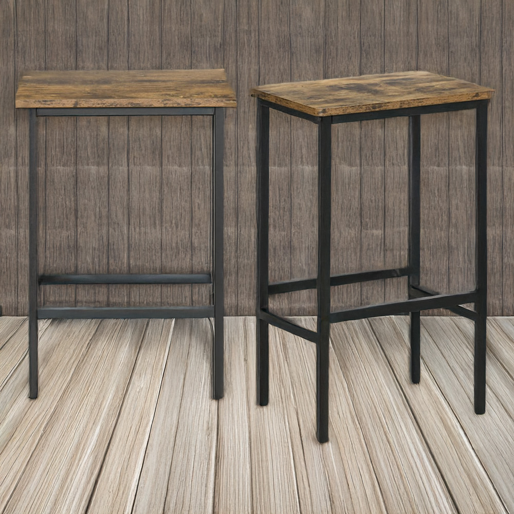 Portland Rustic Brown Industrial Bar Stool Set of 2