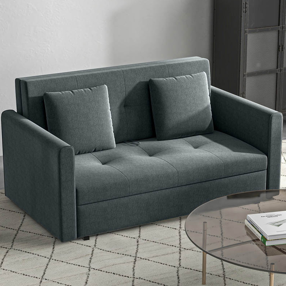 Portland 2 Seater Dark Grey Cotton Convertible Sofa Bed