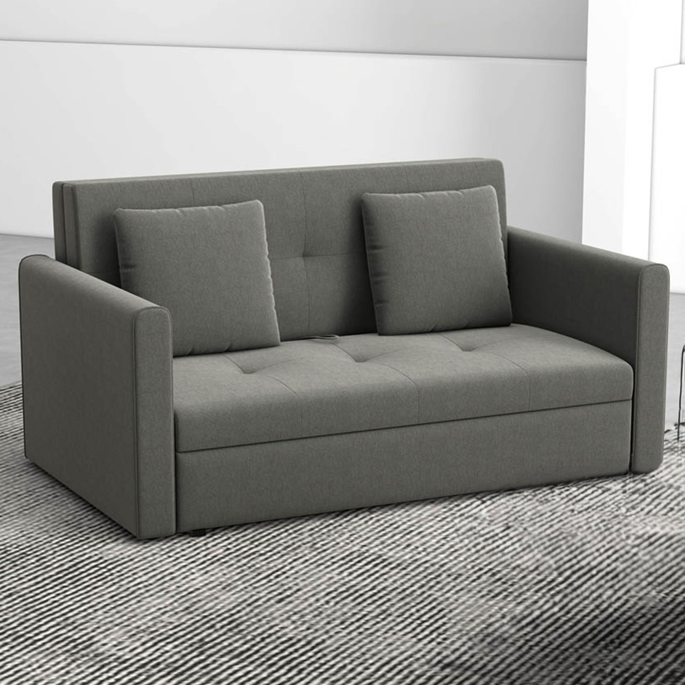 Portland 2 Seater Light Grey Convertible Sofa Bed