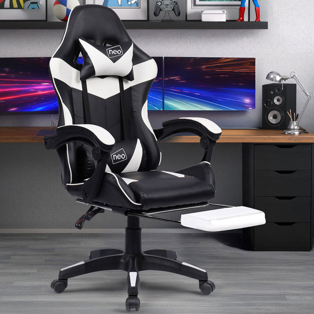Neo White PU Leather Swivel Office Chair