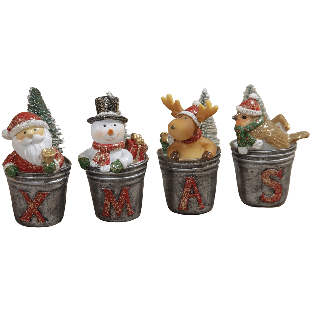 The Christmas Gift Co Silver Christmas Character Ornaments 4 Piece