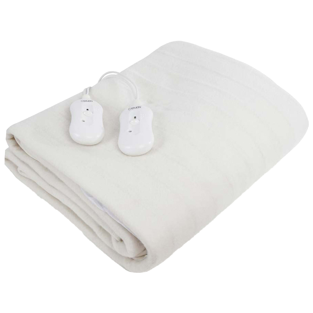 Carmen King Size Fitted Electric Blanket - White - 3 Heat Settings - 152cm x 203cm - 65W