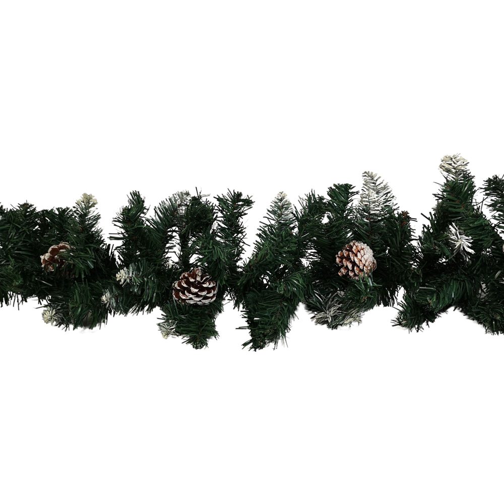 Samuel Alexander Snow Tipped Christmas Garland with Pine Cones and Mixed Needles 270cm