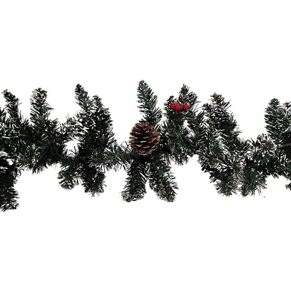 Samuel Alexander Green Christmas Garland with Pine Cones and Red Berries 270cm