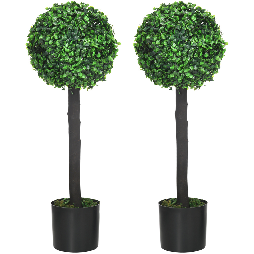 Portland Boxwood Ball Tree Artificial Plant In Pot 2ft 2 Pack
