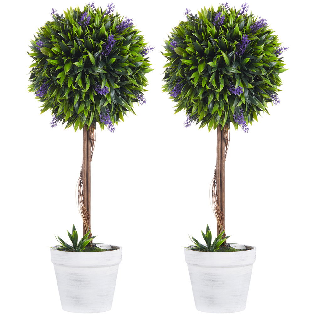 Portland Boxwood Ball Tree Artificial Plant In Pot 2ft 2 Pack