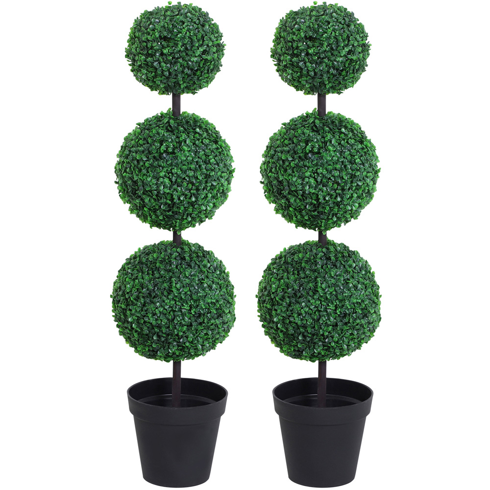 Outsunny Boxwood Ball Tree Artificial Plant In Pot 3.6ft 2 Pack