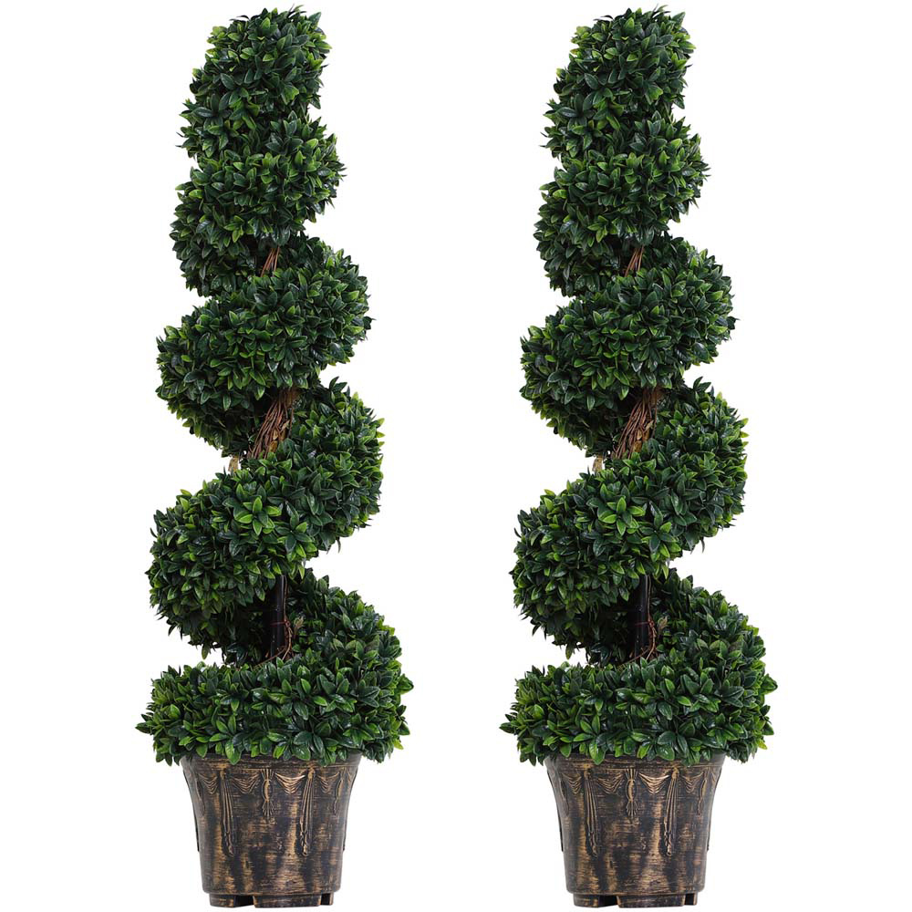 Outsunny Boxwood Spiral Tree Artificial Plant In Pot 4ft 2 Pack