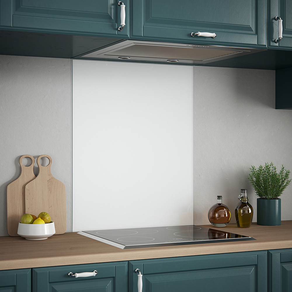 Splashback Ice White Glass Kitchen Splashback 60 x 75cm - 0.6cm Thick