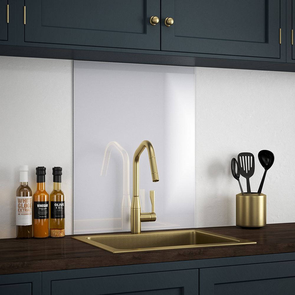 Splashback Platinum Kitchen Glass Splashback - 75 x 60cm - 0.6cm Thick - Silver