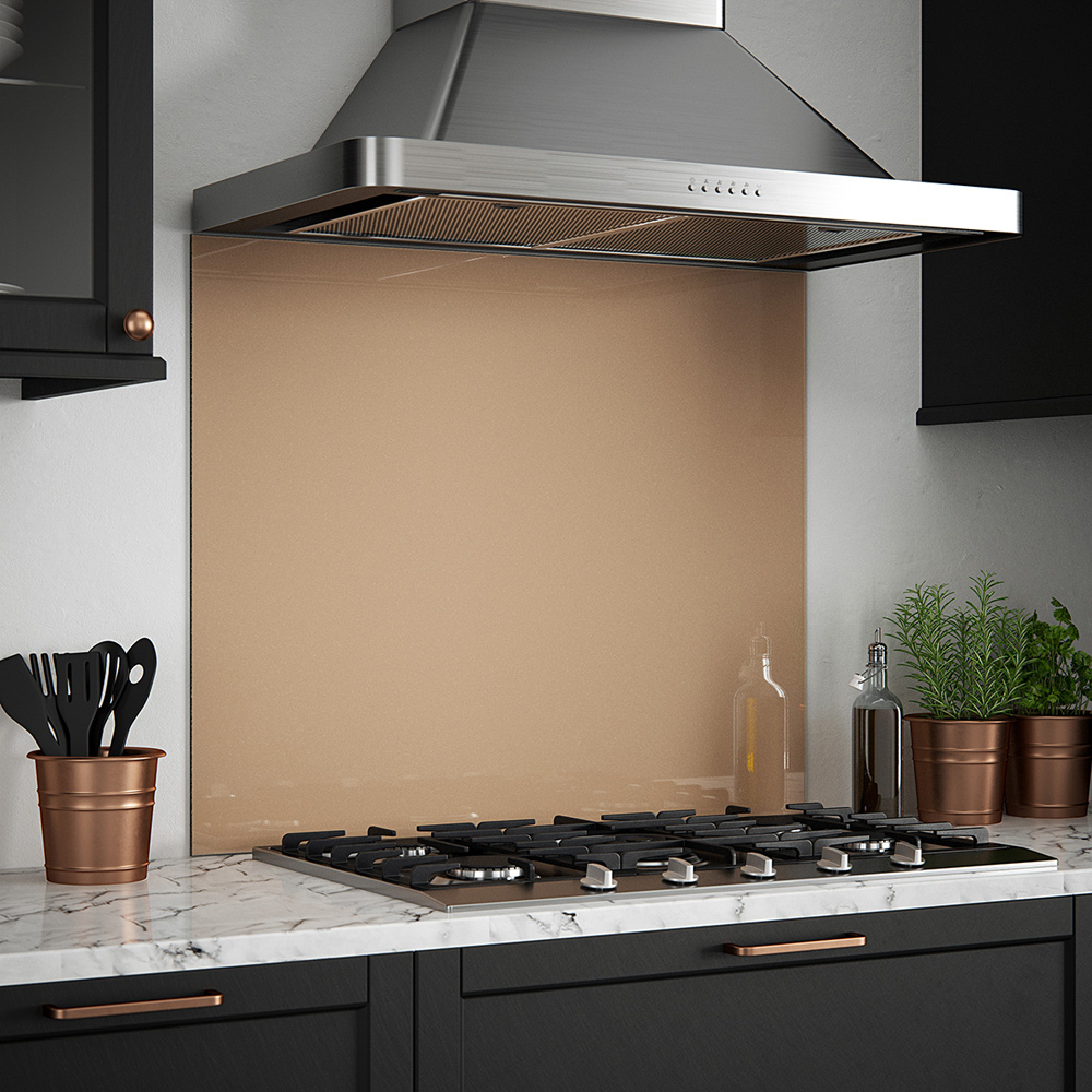 Rose Gold Glass Kitchen Splashback 900 x 750 x 6mm