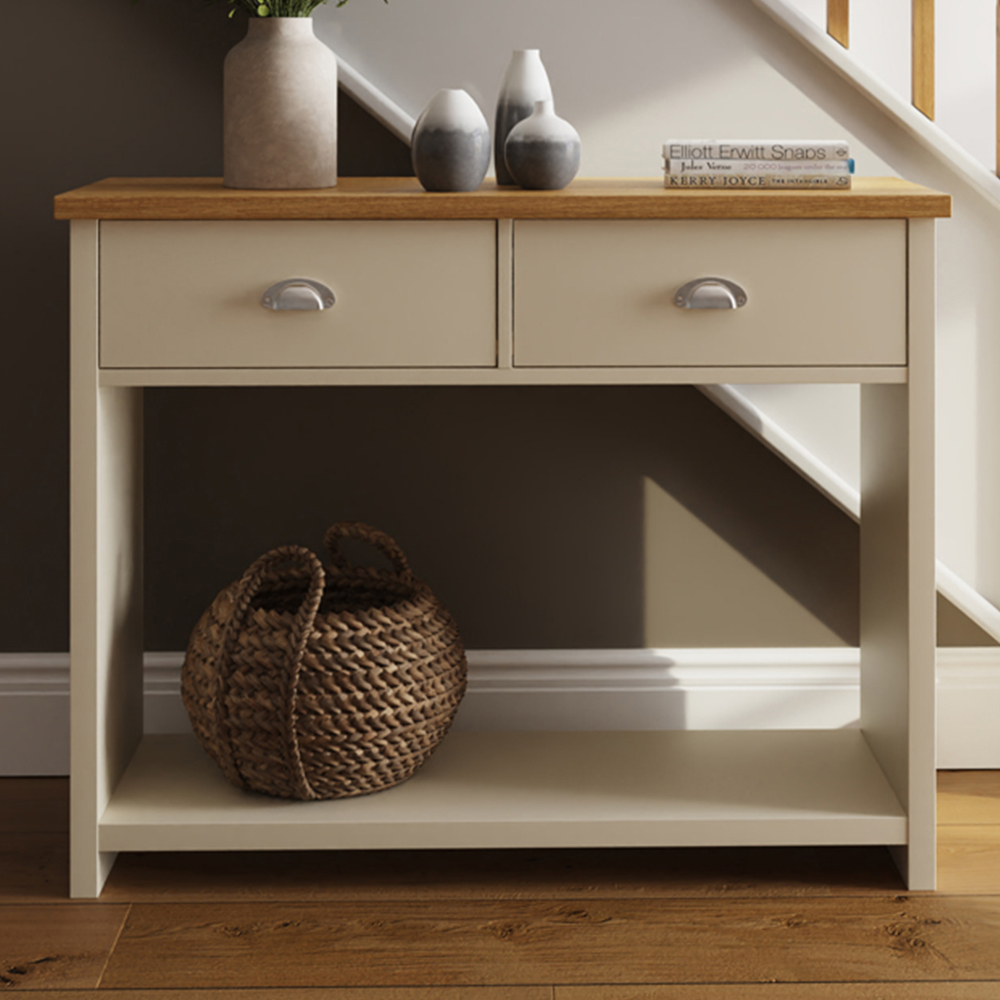 GFW Lancaster 2 Drawer Cream Console Table