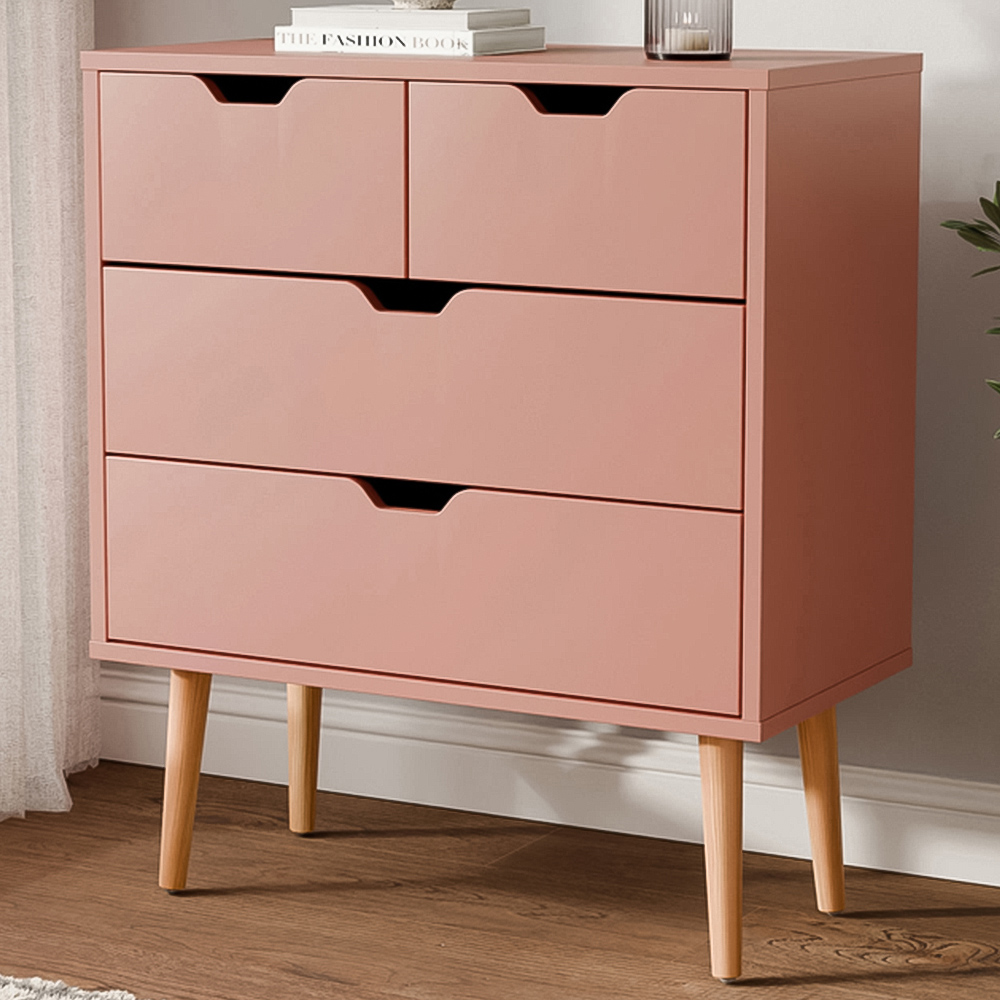 GFW Nyborg 4 Drawer Chest of Drawers - Coral Pink - Wood - 4 Drawers