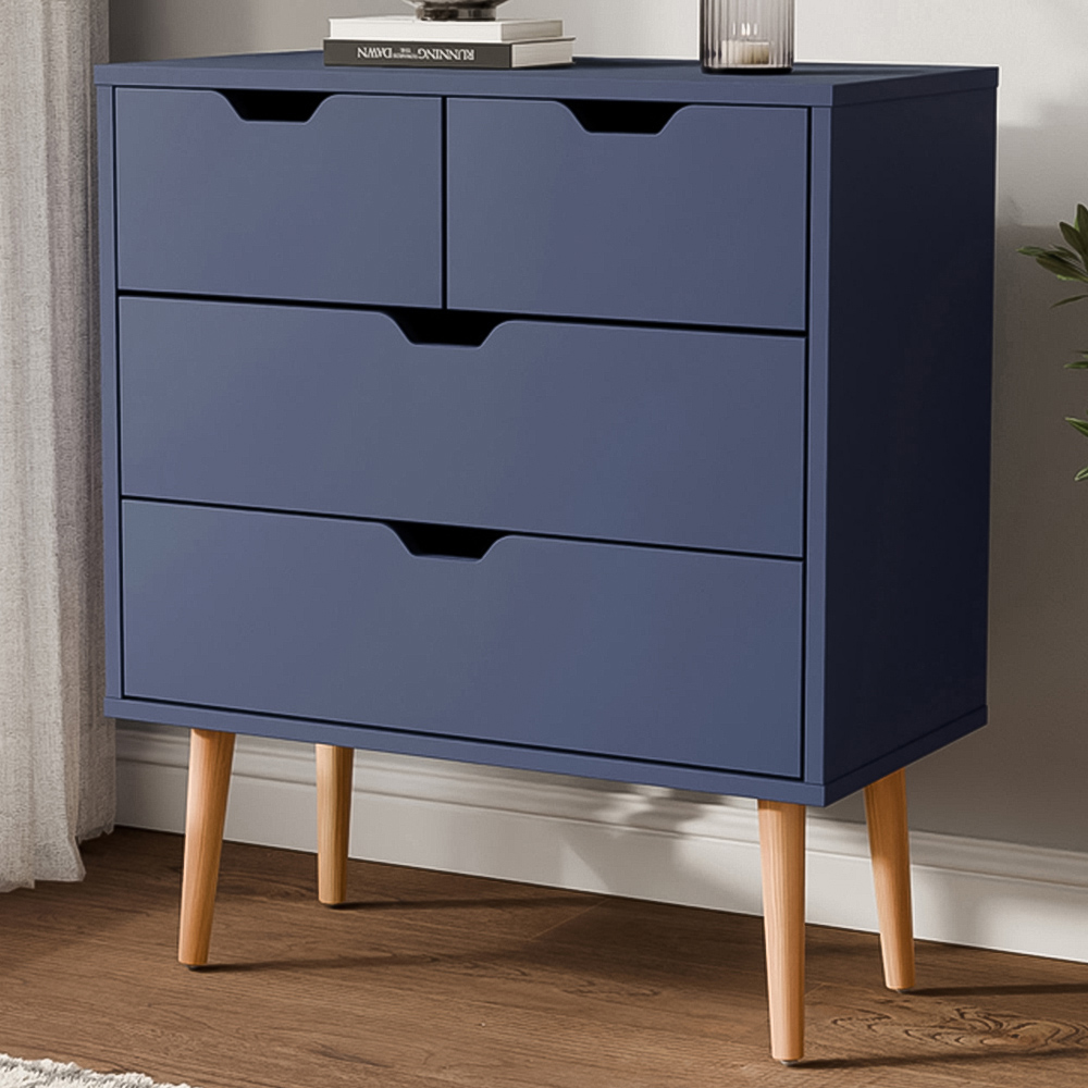 GFW Nyborg 4 Drawer Chest of Drawers - Nightshadow Blue - Wood - 60x69.5cm
