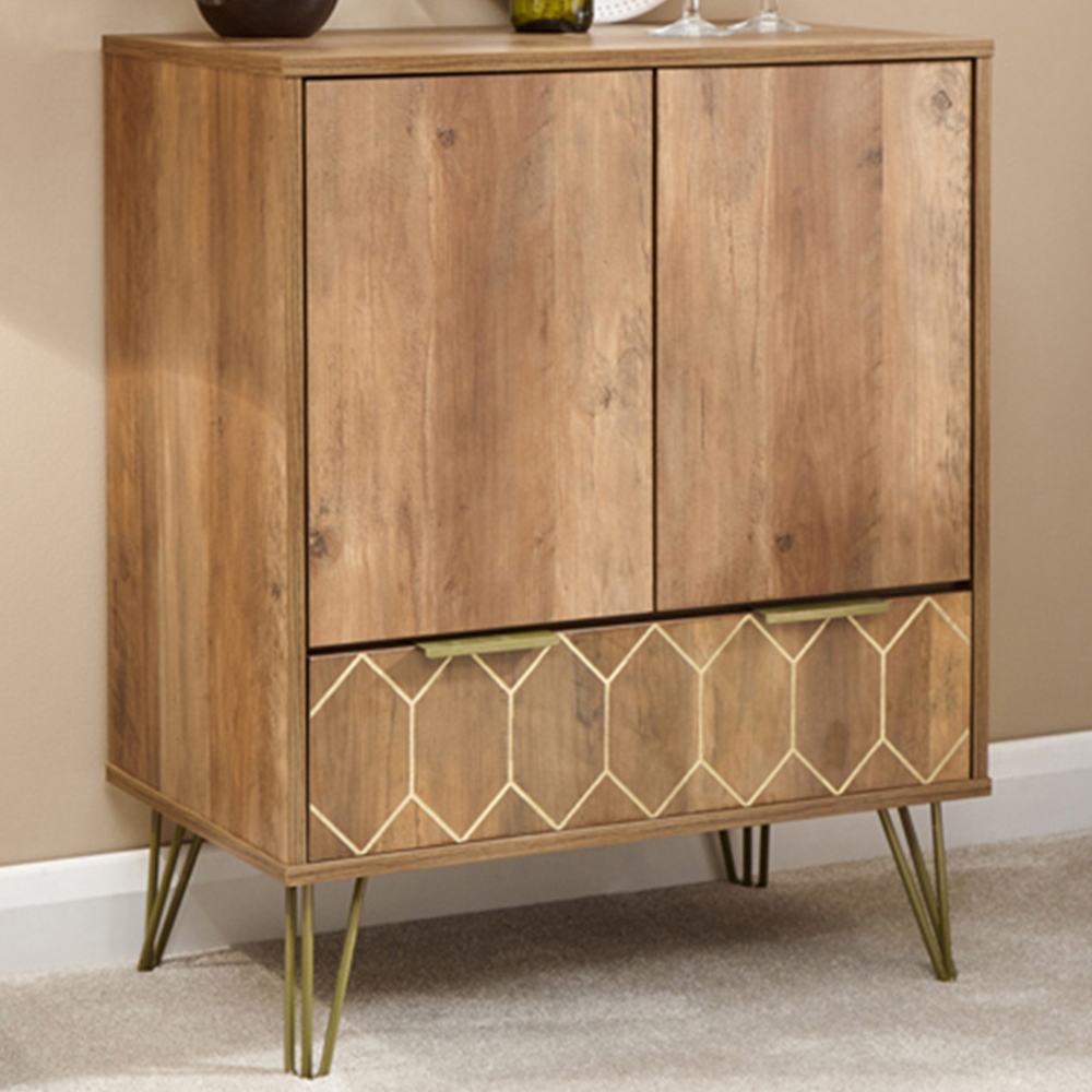 GFW Orleans Wine Cabinet - Mango Yellow - 2 Door Single Drawer