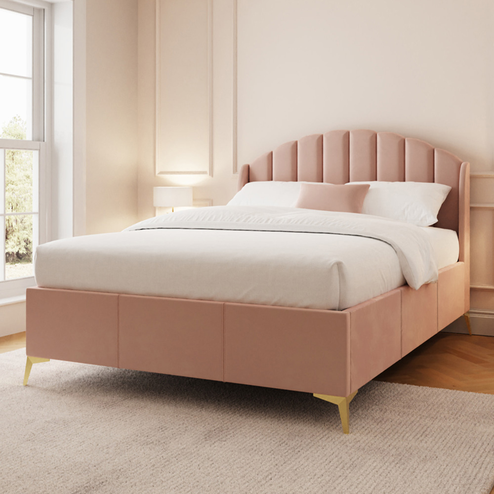 GFW Pettine Double Blush Pink End Lift Ottoman Bed