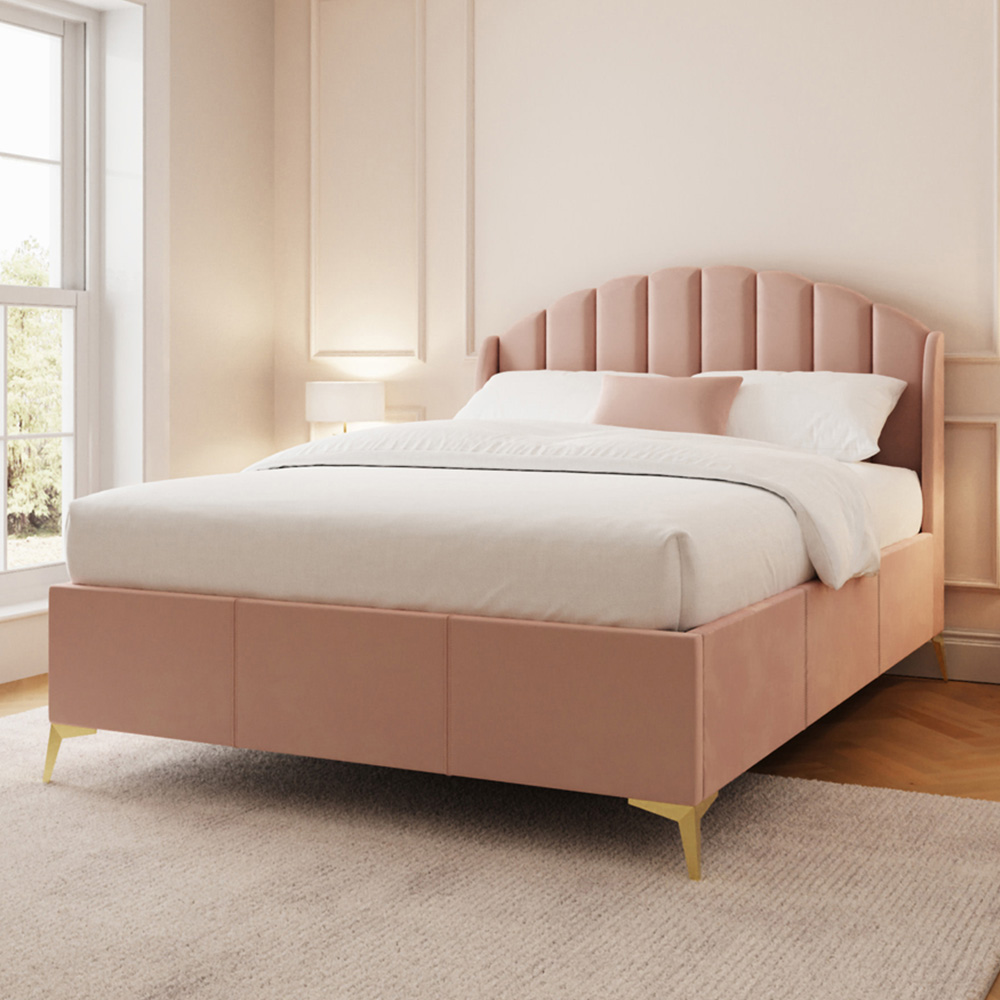 GFW Pettine King Size Blush Pink End Lift Ottoman Storage Bed