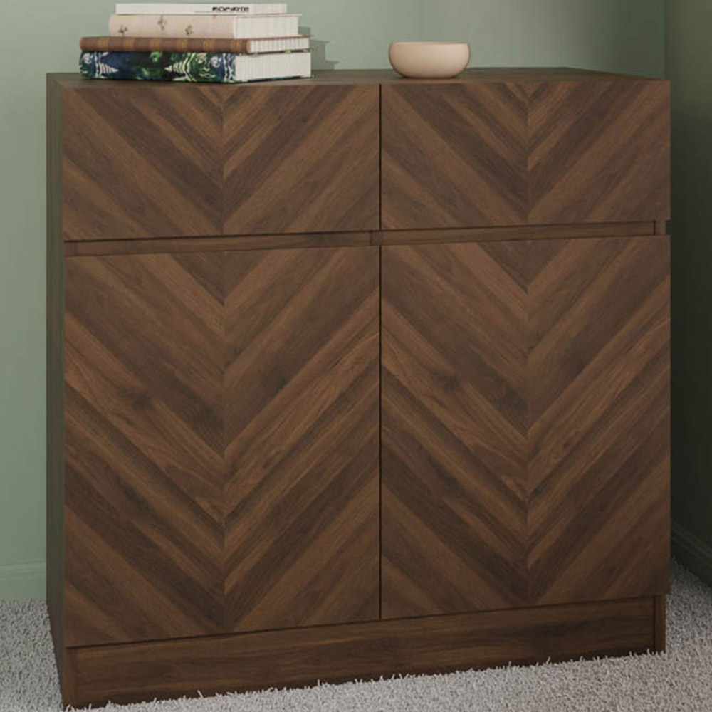 GFW Catania Sideboard - Compact Royal Walnut - 2 Door 2 Drawer