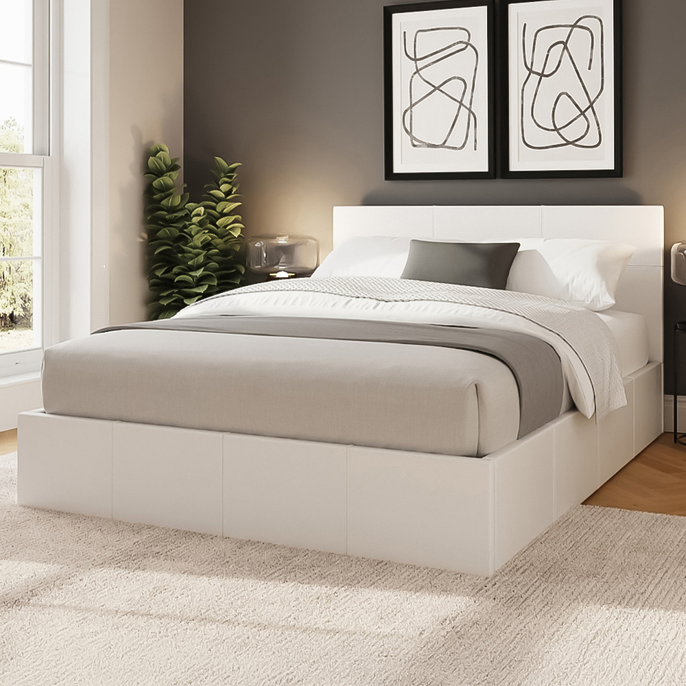 GFW Double Side Lift Ottoman Bed - White