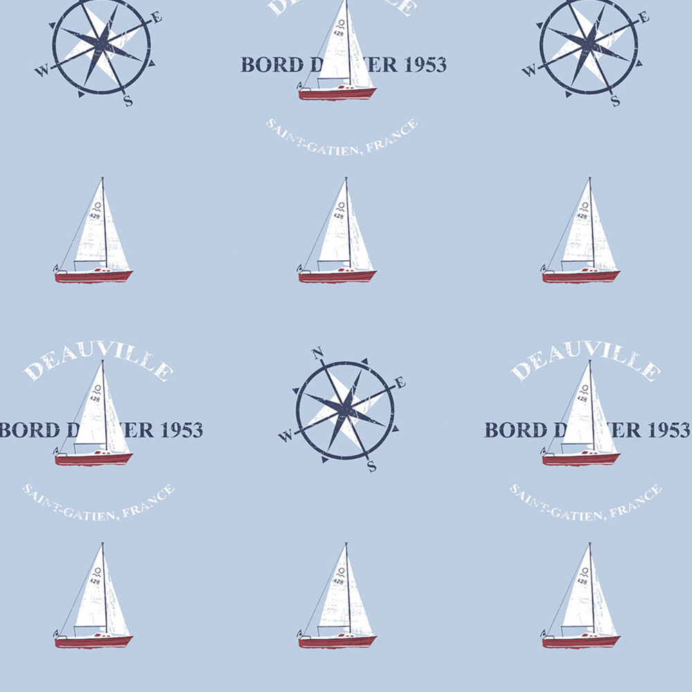 Galerie Deauville 2 Boats and Compass Red White and Navy Wallpaper