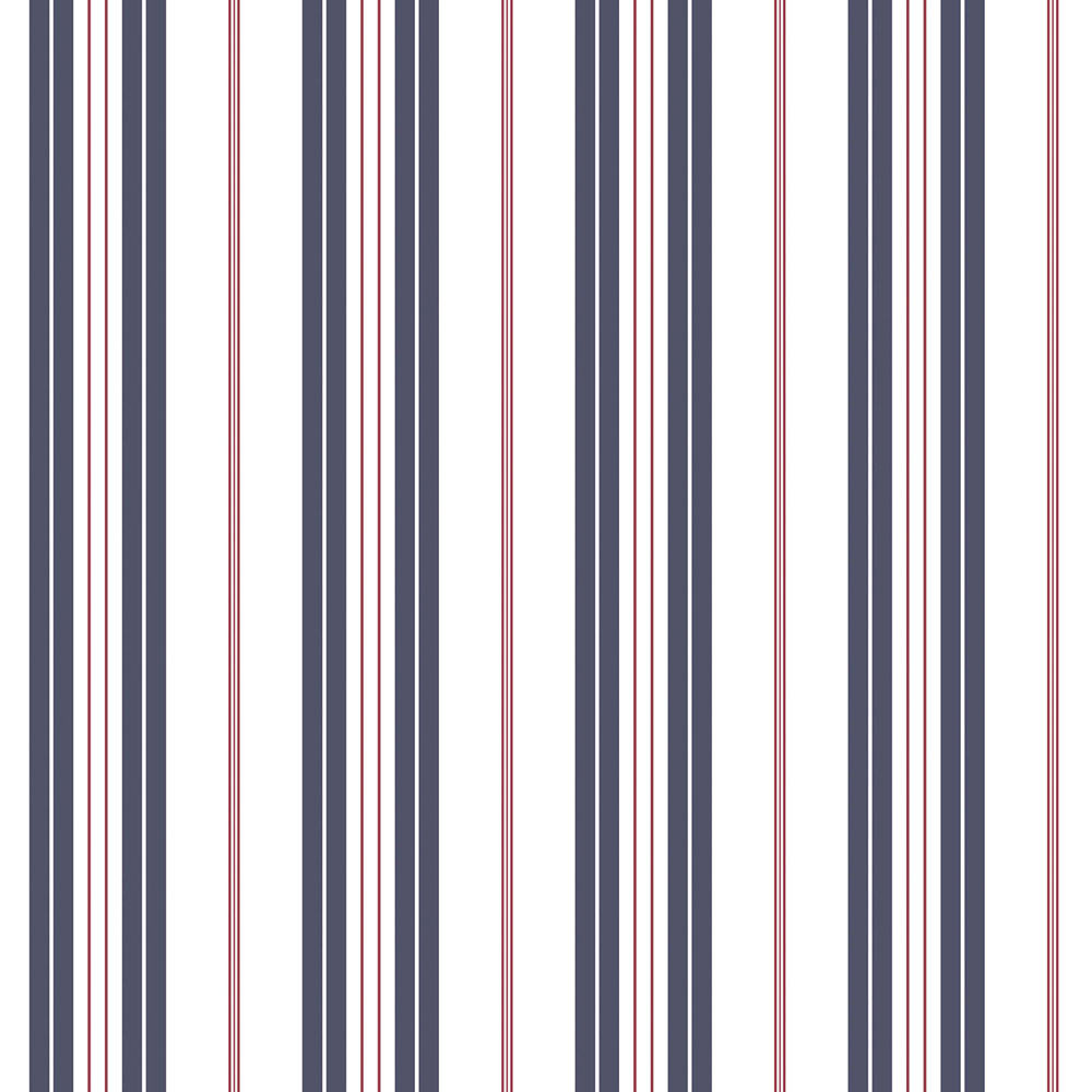 Galerie Deauville 2 Striped Navy White and Red Wallpaper