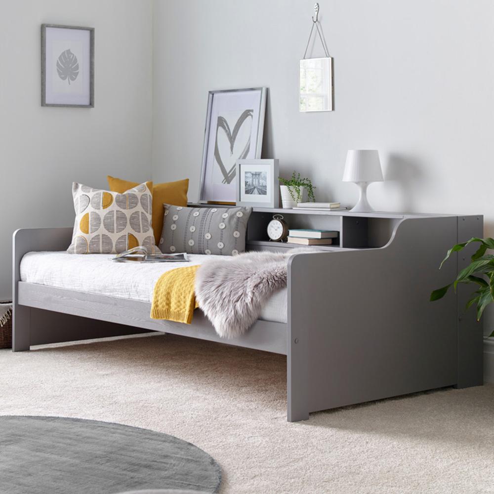 Tyler Single Grey Guest Bed with Memory Foam Mattress