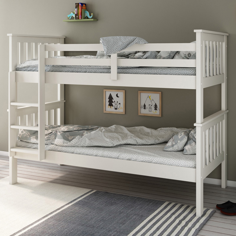 Carra White Bunk Bed with Memory Foam Mattresses