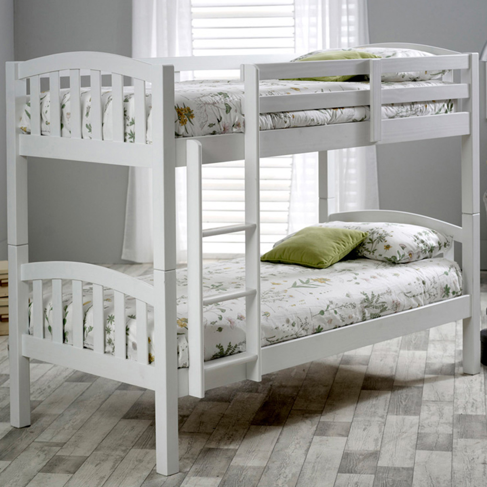 Mya White Bunk Bed with Memory Foam Mattresses