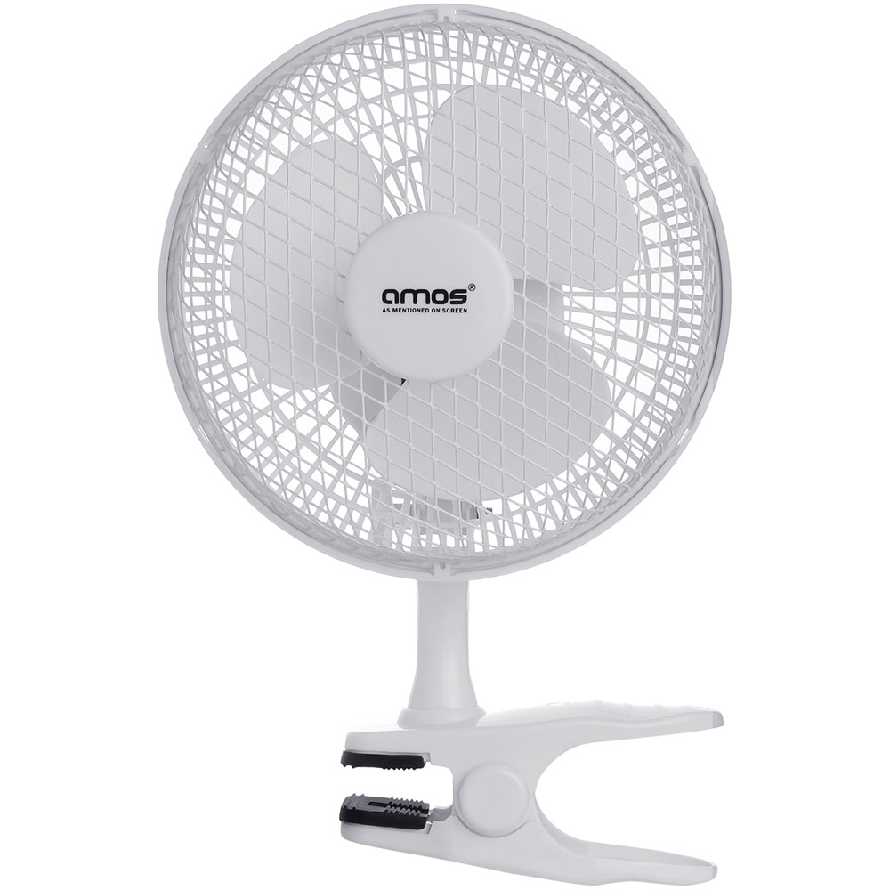 AMOS White 2 in 1 Clip On and Desk Fan 6 inch