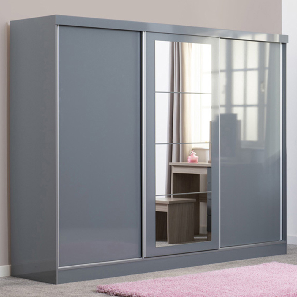 Seconique Nevada 3 Door Grey Sliding Wardrobe