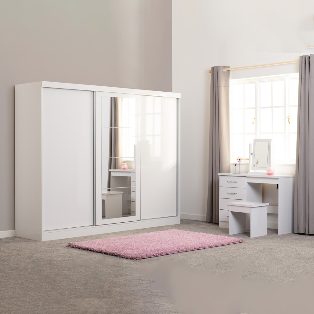 Seconique Nevada 3 Door White Sliding Wardrobe