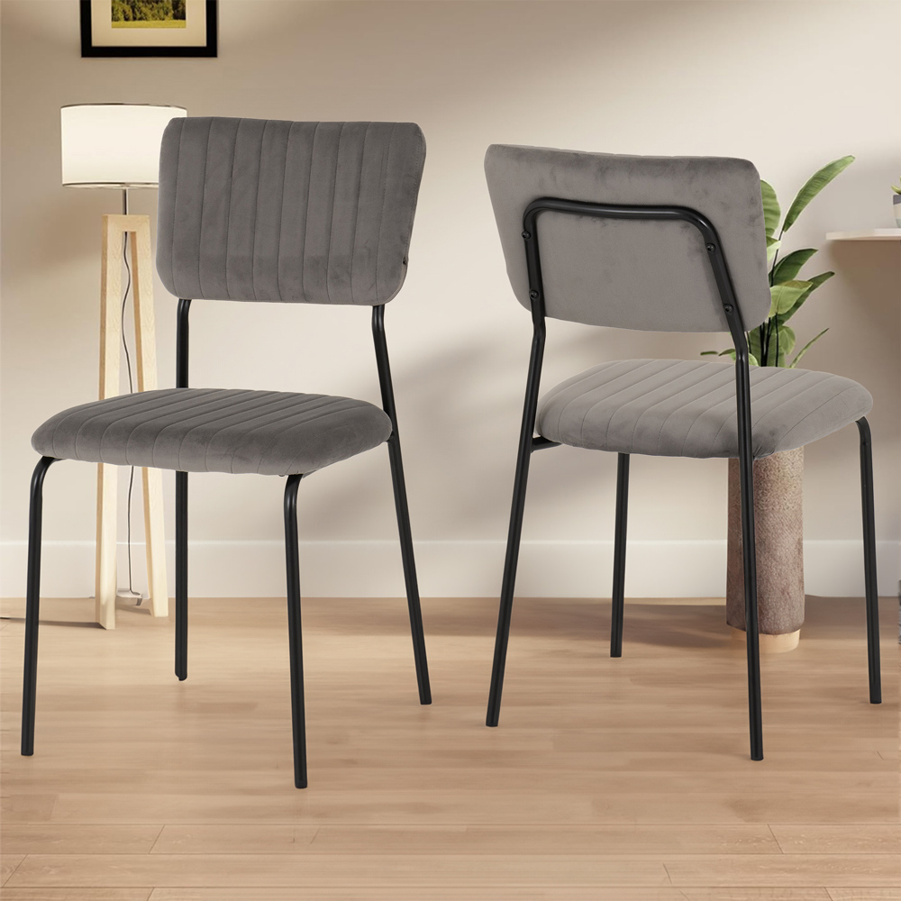 Seconique Sheldon Set of 4 Grey Velvet Fabric Dining Chair