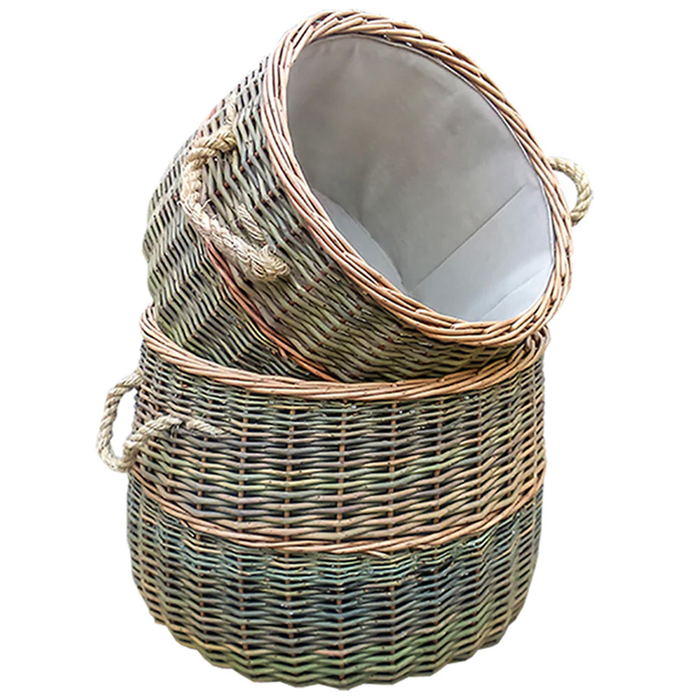 Red Hamper Wicker Log Basket Set of 2