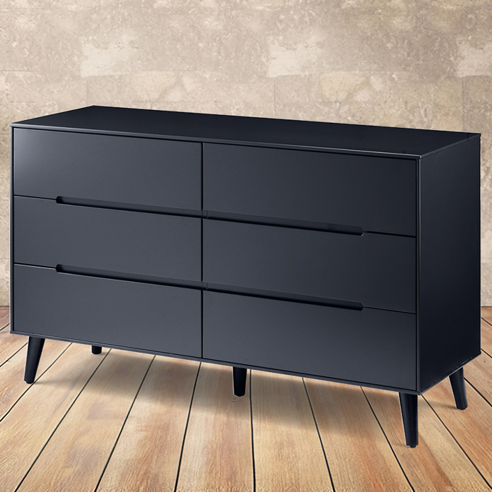 Julian Bowen Alicia 6 Drawer Chest of Drawers - Matt Anthracite - Black