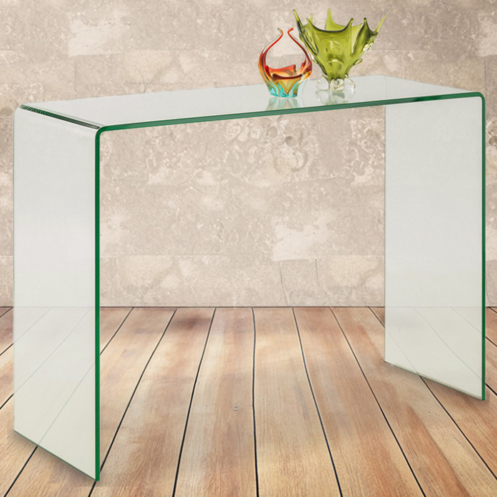 Julian Bowen Amalfi Bent Glass Console Table - Clear, Tempered Glass