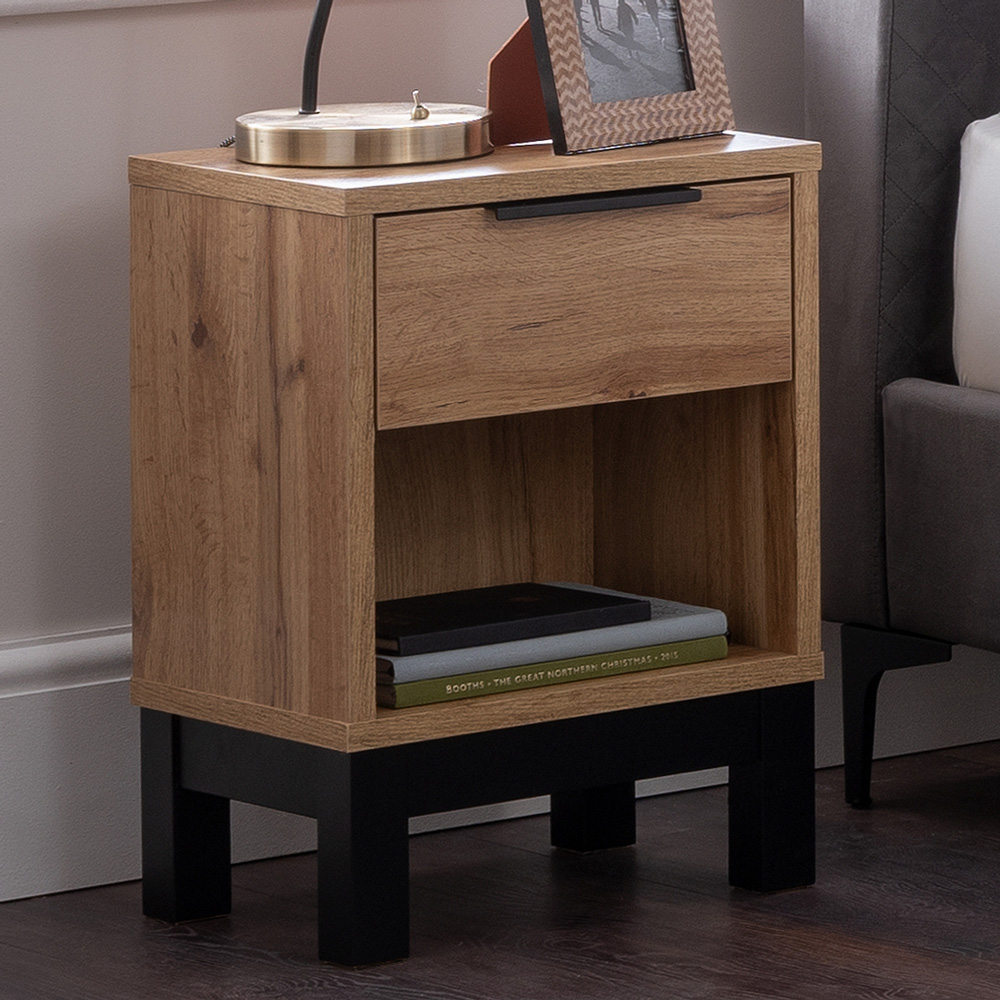 Julian Bowen Bali Single Drawer Modern Oak Effect Bedside Table