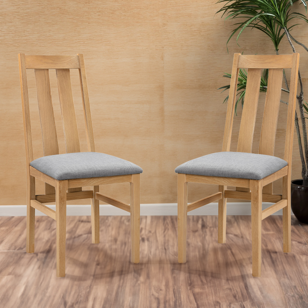 Julian Bowen Cotswold Grey Dining Chair - Oak and Veneer - Set of 2