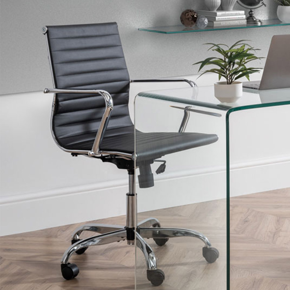 Julian Bowen Gio Black and Chrome Faux Leather Swivel Office Chair