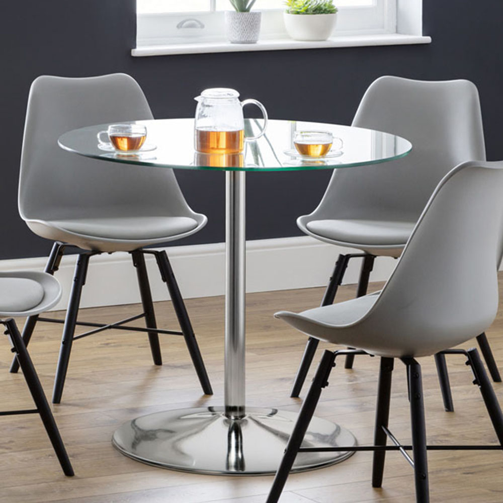 Julian Bowen Kudos 4 Seater Dining Table - Chrome and Glass Pedestal
