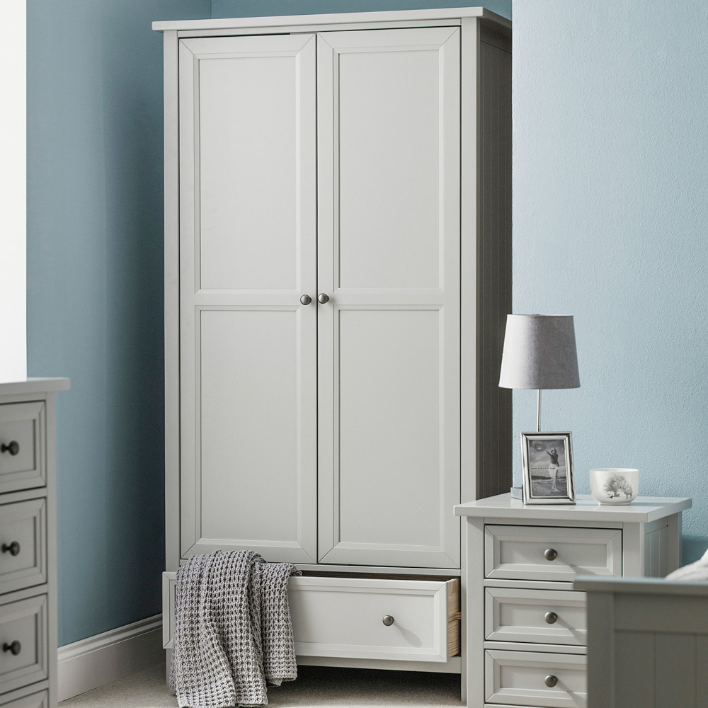 Julian Bowen Maine 2 Door Single Drawer Combination Wardrobe - Dove Grey - New