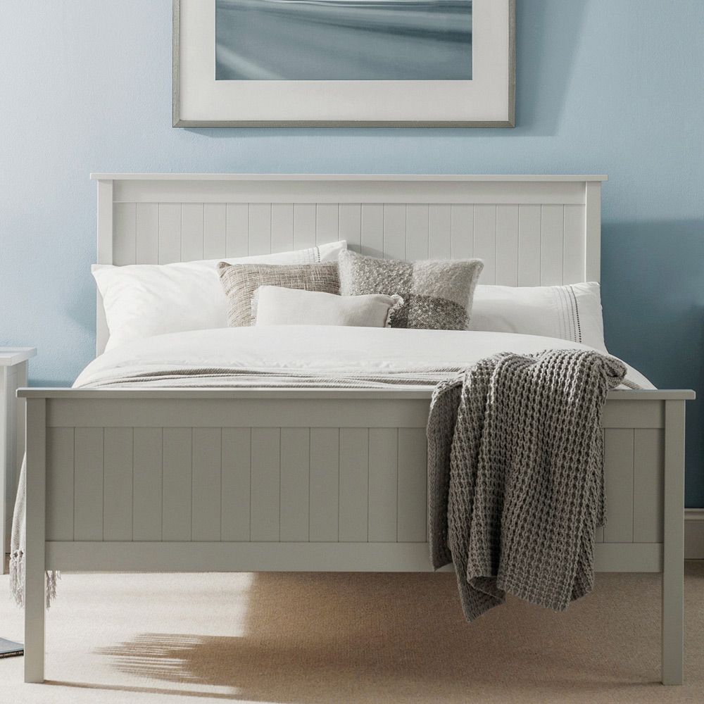 Julian Bowen Maine King Size Dove Grey Bed Frame - Solid Pine Wood - New England Style
