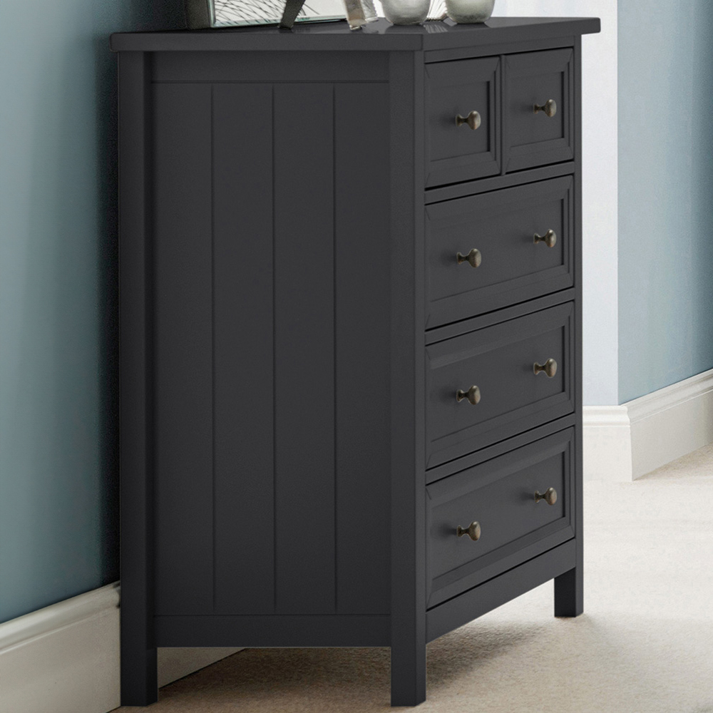 Julian Bowen Maine 5 Drawer Chest of Drawers - Anthracite Black