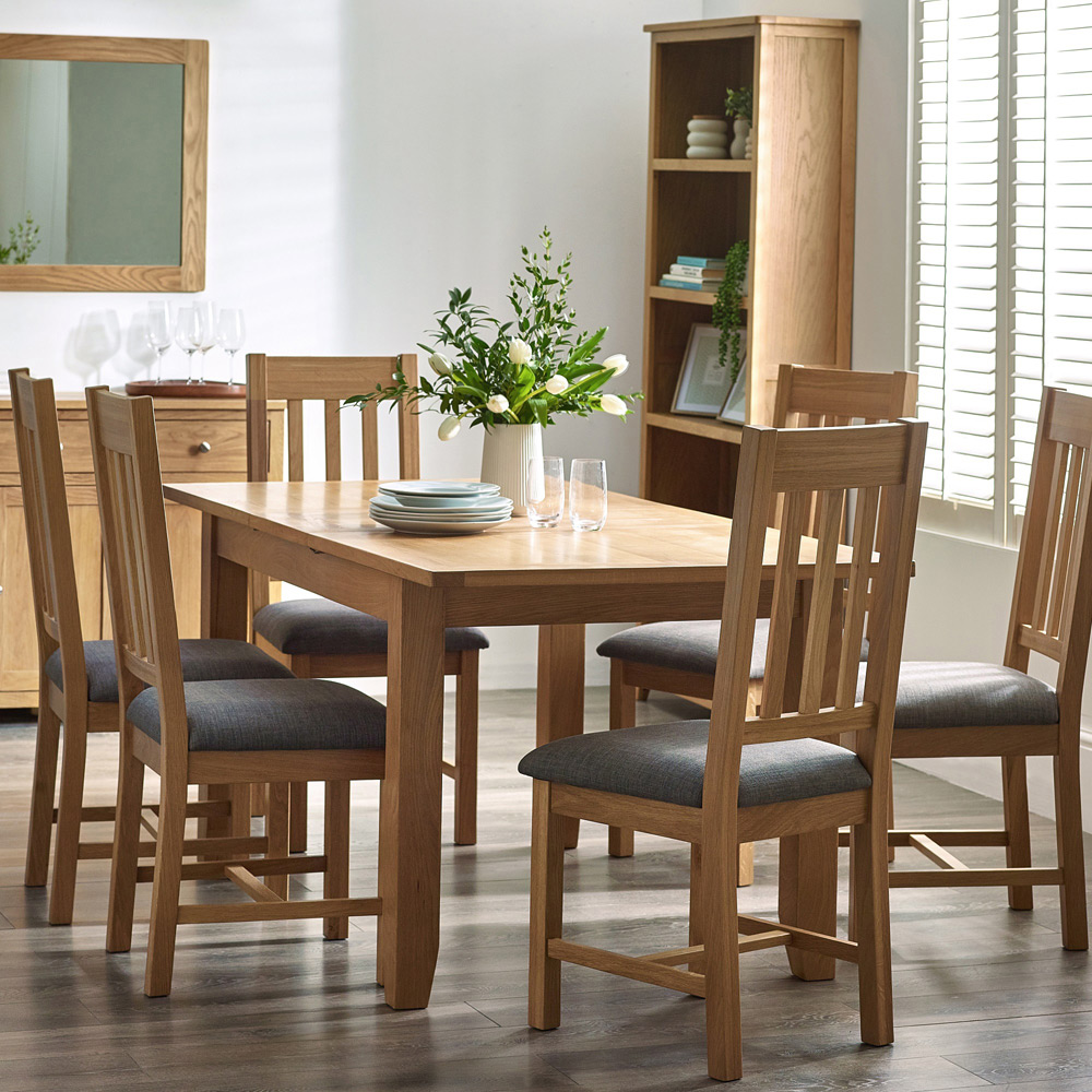 Julian Bowen Mallory 6 Seater Extending Dining Table - Solid Oak & Oak Veneers - Brown