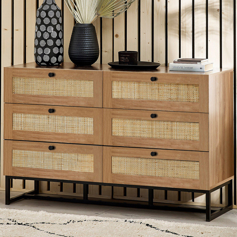 Julian Bowen Padstow 6 Drawer Oak Chest of Drawers - Brown - Oak